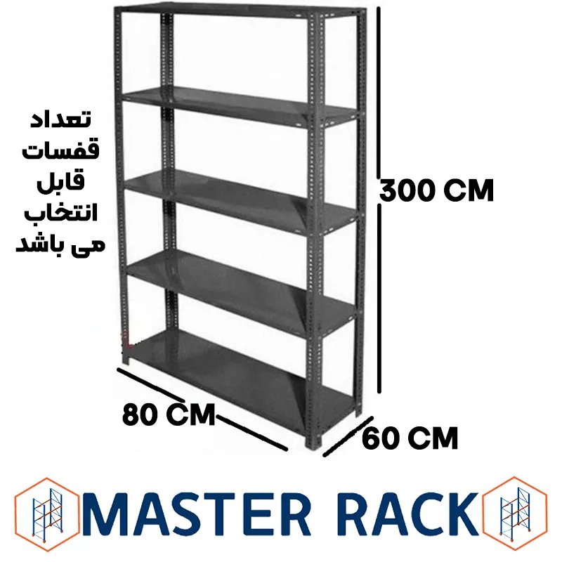 قفسه پیچ و مهره ای طول 80 عمق 60 سانتیمتر ارتفاع 3 متر ضخامت 0.7 میلیمتر