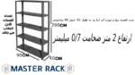 ست قفسه پیچ و مهره ای انباری به طول 95 عمق 40 سانتیمتر ارتفاع 2 متر ضخامت 0/7 میلیمتر